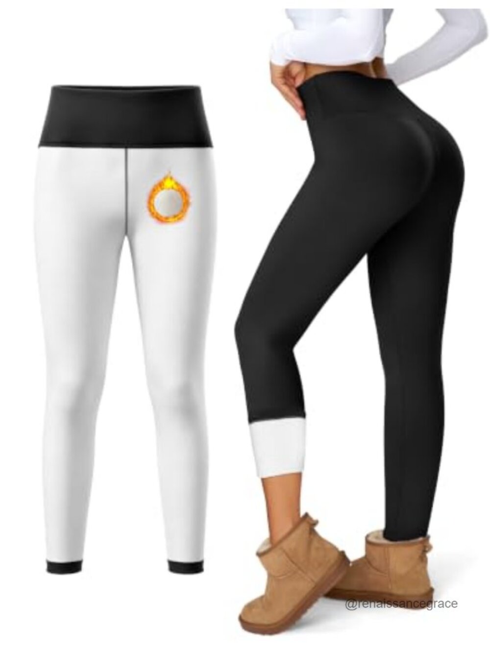 Fleece Lined Thermal Leggings High Waist Butt Lift Tummy Control Yoga Pants